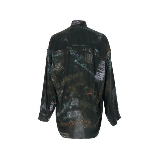 26SS 발렌시아가 워시드 크레용 올오버 롱 슬리브 코쿤 셔츠 857811 TTL78 1055 BLACK - BALENCIAGA
