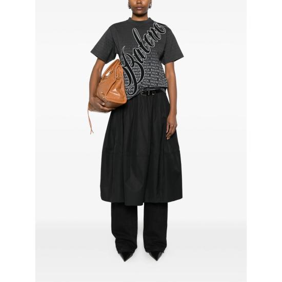 26SS 발렌시아가 루프 스포츠 아이콘 미디엄 핏 티셔츠 850990 TTVN9 6552 BLACK - BALENCIAGA