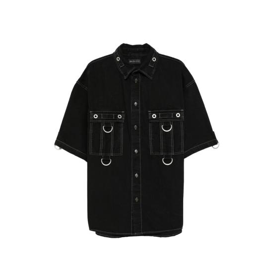 26SS 발렌시아가 D-링 카고 셔츠 856916 TQW54 1071 BLACK