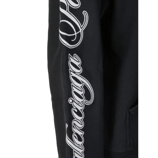 26SS 발렌시아가 커시브 레귤러 핏 집업 후디 851236 TTVM8 6552 BLACK - BALENCIAGA