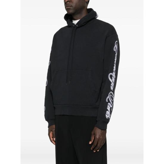 26SS 발렌시아가 커시브 오버사이즈 후드티셔츠 858143 TTVM8 6552 BLACK - BALENCIAGA