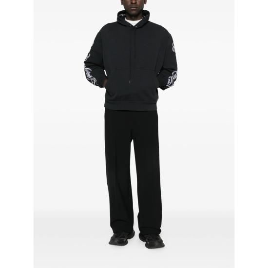 26SS 발렌시아가 커시브 오버사이즈 후드티셔츠 858143 TTVM8 6552 BLACK - BALENCIAGA