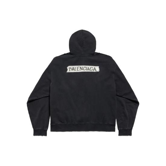 26SS 발렌시아가 마스킹 테이프 오버사이즈 집업 후디 850338 TTVL7 1041 BLACK - BALENCIAGA