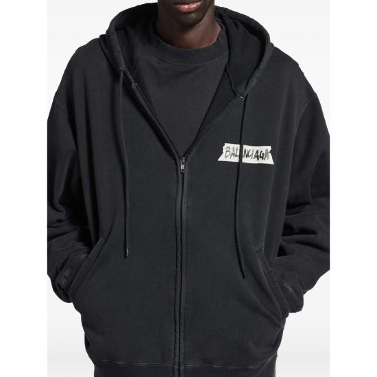 26SS 발렌시아가 마스킹 테이프 오버사이즈 집업 후디 850338 TTVL7 1041 BLACK - BALENCIAGA