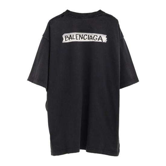 26SS 발렌시아가 마스킹 테이프 티셔츠 미디움 핏 764235 TTVL6 1041 BLACK - BALENCIAGA