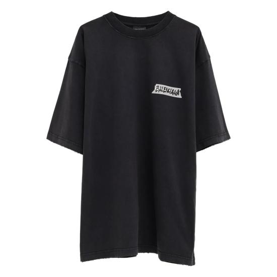 26SS 발렌시아가 마스킹 테이프 티셔츠 미디움 핏 764235 TTVL6 1041 BLACK