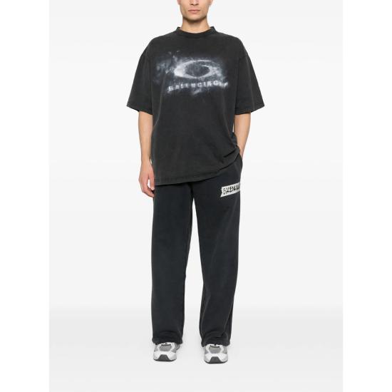 26SS 발렌시아가 워시드 크레용 루프 티셔츠 764235 TTVN5 9034 BLACK - BALENCIAGA
