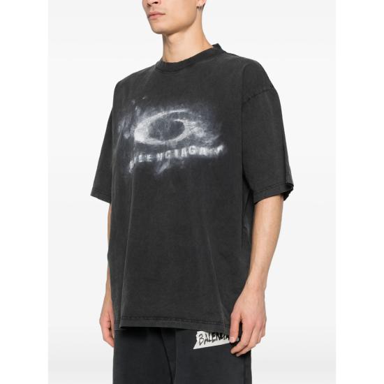 26SS 발렌시아가 워시드 크레용 루프 티셔츠 764235 TTVN5 9034 BLACK - BALENCIAGA