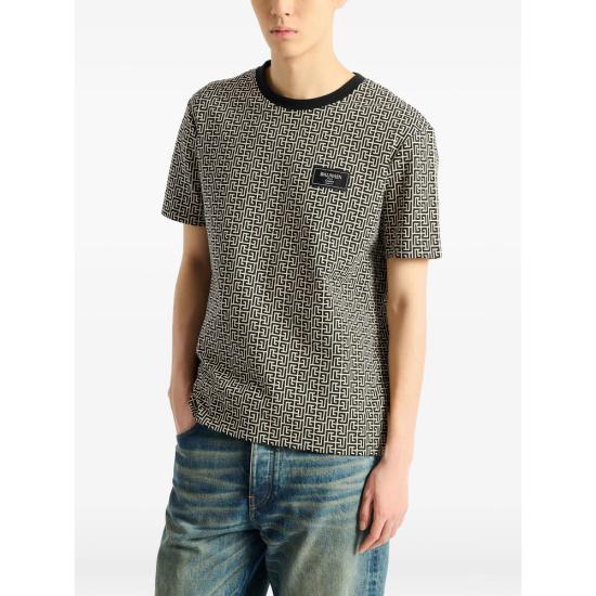 26FW 발망 반팔 티셔츠 FH1EG000 BC90 GFE BLACK NEUTRALS - BALMAIN