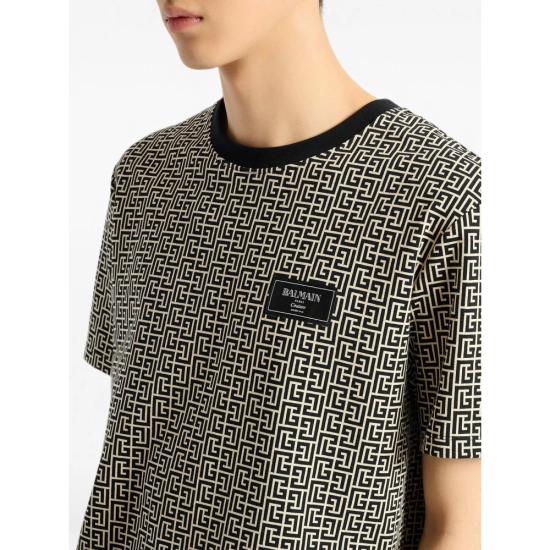 26FW 발망 반팔 티셔츠 FH1EG000 BC90 GFE BLACK NEUTRALS - BALMAIN
