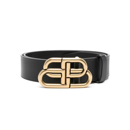 26FW 발렌시아가 BB 라지 레더 벨트 570370 1CH0B 1000 BLACK