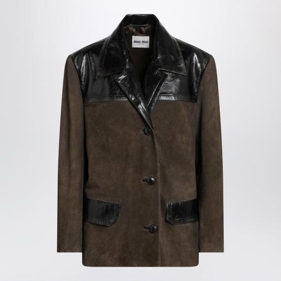 26SS 미우미우 가죽 자켓 MPW013OOO19MN Brown
