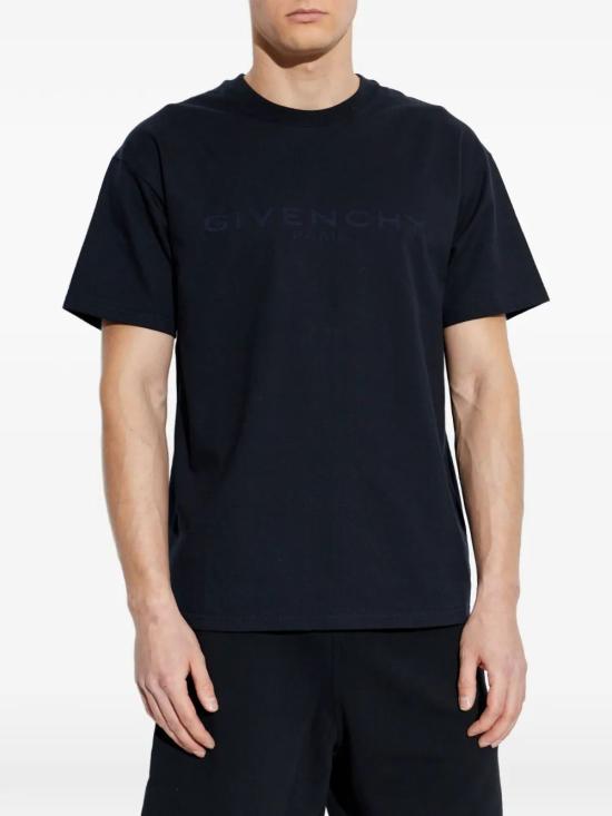 26SS 지방시 지방시 파리 자카드 반팔 티셔츠 BM71NK3YSF 499 DARK NAVY DOM - GIVENCHY
