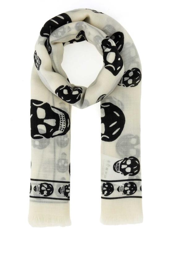 26FW 알렉산더 맥퀸 클래식 실크 블렌드 스컬 스카프 8078893222Q 9260 Printed