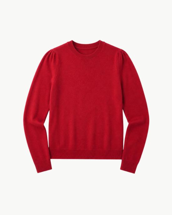  더블유 캐시미어 스웨터 W.Cashmere 메이블 퍼프 슬리브 크루넥  레드