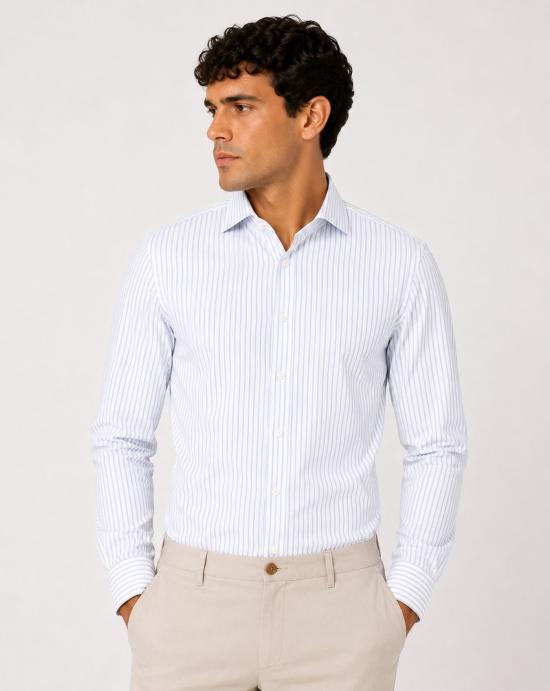 26SS 싸쿠스 긴팔 셔츠 ACT558ML 21658 001 White blue - XACUS