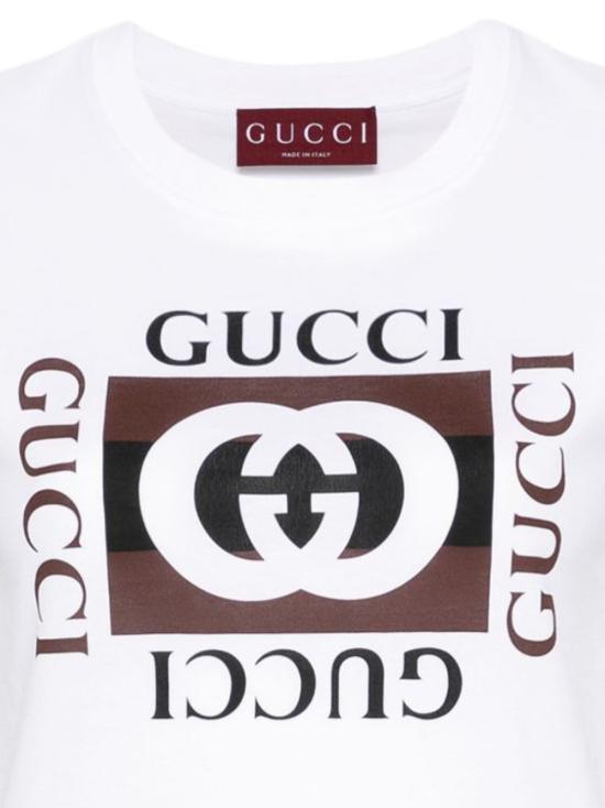 26SS 구찌 코튼 저지 티셔츠 787299 XJGNV9875 WHITE BROWN MC - GUCCI