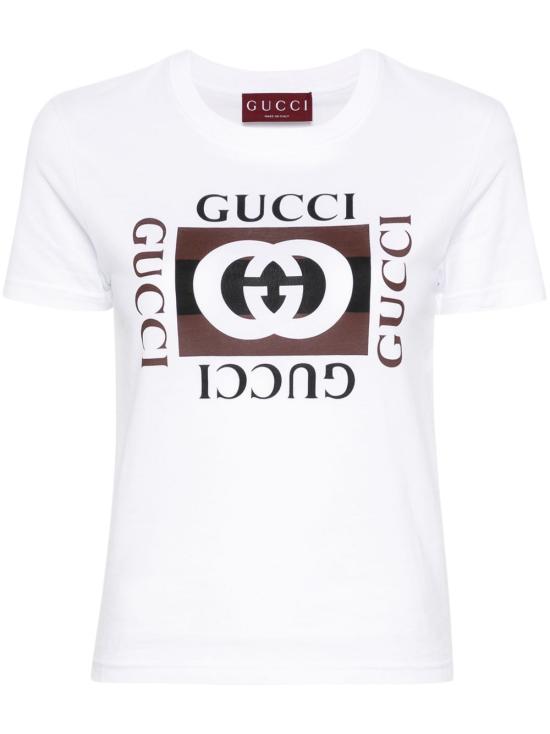 26SS 구찌 코튼 저지 티셔츠 787299 XJGNV9875 WHITE BROWN MC