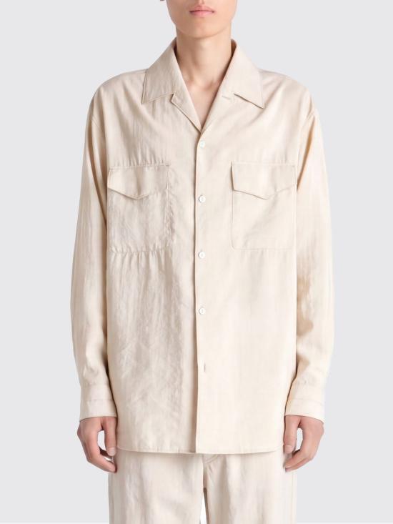 26SS 르메르 드라이 실크 컨버터블 칼라 셔츠 SH1233LF1308 BG235 White
