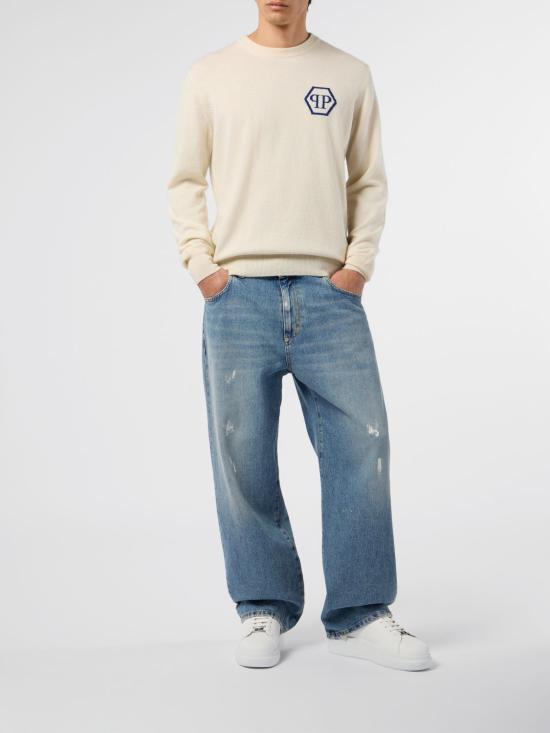 26SS 필립 플레인 스웨터 SAFCMKO1554PTE098N 01OF White - PHILIPP PLEIN