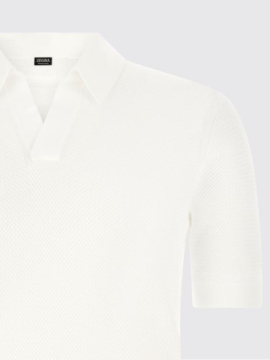 26SS 에르메네질도제냐 폴로 티셔츠 RUHC26A3C31 N01 White - ERMENEGILDO ZEGNA