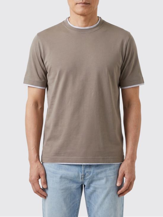 26SS 브루넬로 쿠치넬리 자수 로고 티셔츠 M0B137427 CUX24 Kaki