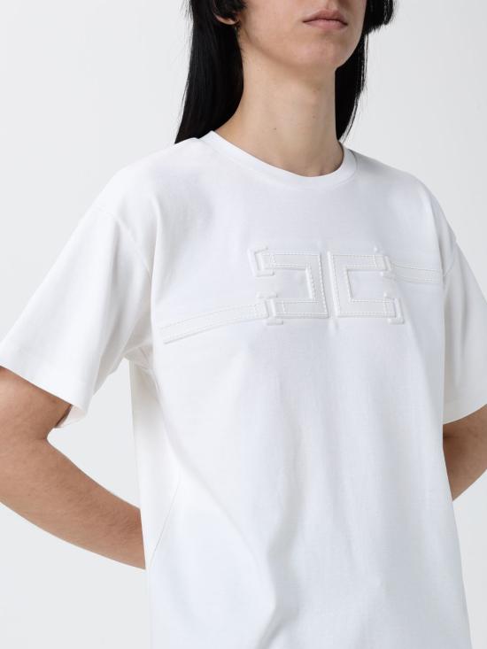 26SS 엘리자베타프랜치 반팔 티셔츠 MA66P61E2 270 White - ELISABETTA FRANCHI