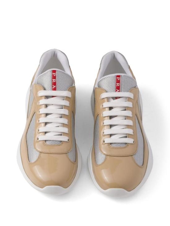 26FW 프라다 아메리카 컵 가죽 및 바이크 패브릭 스니커즈 4E3400 ASZF0G0R BEIGE - PRADA