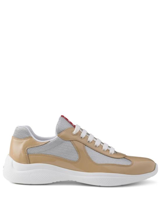 26FW 프라다 아메리카 컵 가죽 및 바이크 패브릭 스니커즈 4E3400 ASZF0G0R BEIGE