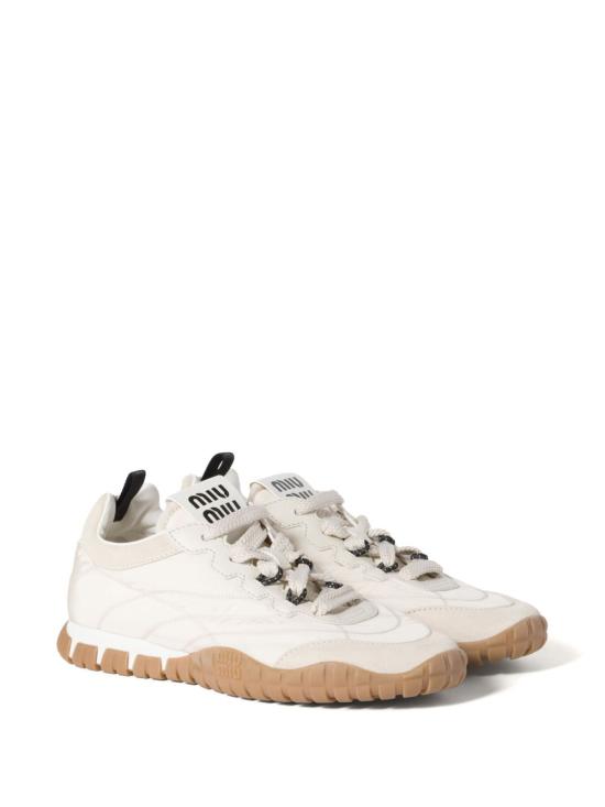 26FW 미우미우 타이어 테크니컬 소재 및 스웨이드 스니커즈 5E417E ZJMF0304 Ivory - MIU MIU