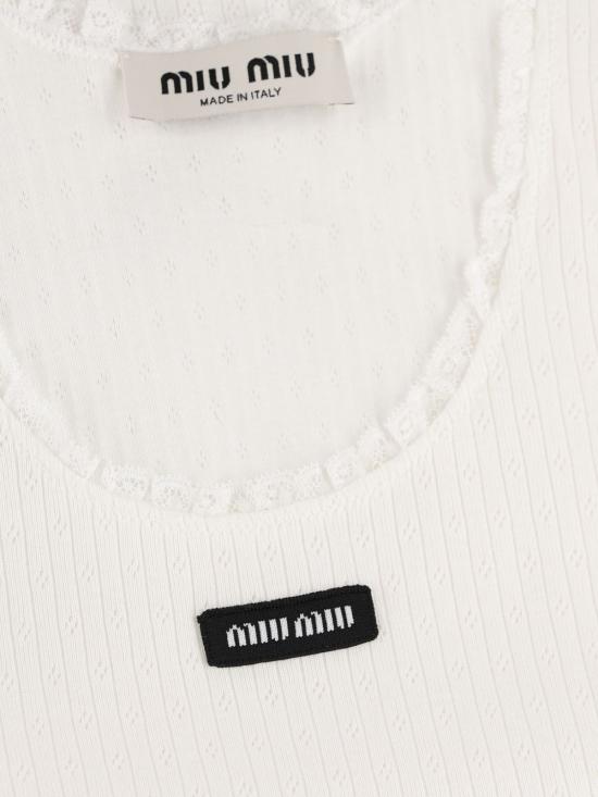 26FW 미우미우 민소매 티셔츠 MT2205 1951F0009 White - MIU MIU