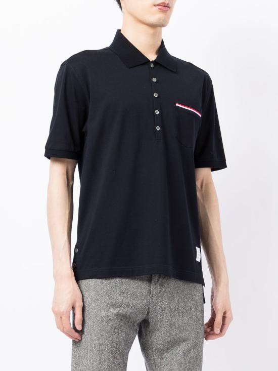 26FW 톰브라운 피케 포켓 폴로 티셔츠 MJP022A 01455415 NAVY - THOM BROWNE