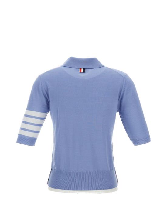 26FW 톰브라운 울 4바 릴렉스드 폴로 니트 FKP053A Y1014482 LIGHT BLUE - THOM BROWNE