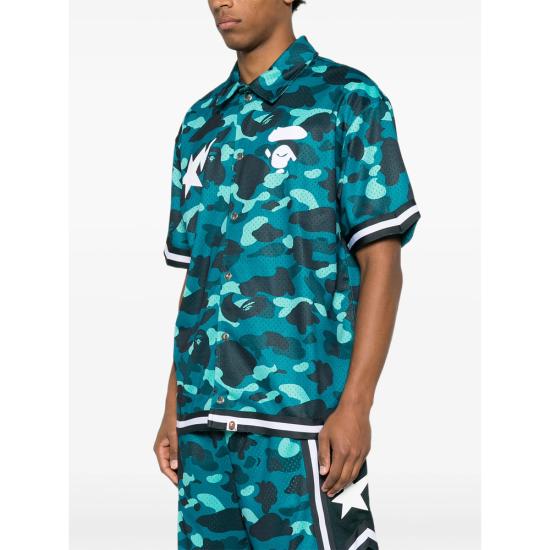 26SS 베이프 반팔 셔츠 001SRM301314M GREEN GREEN BLUE - BAPE