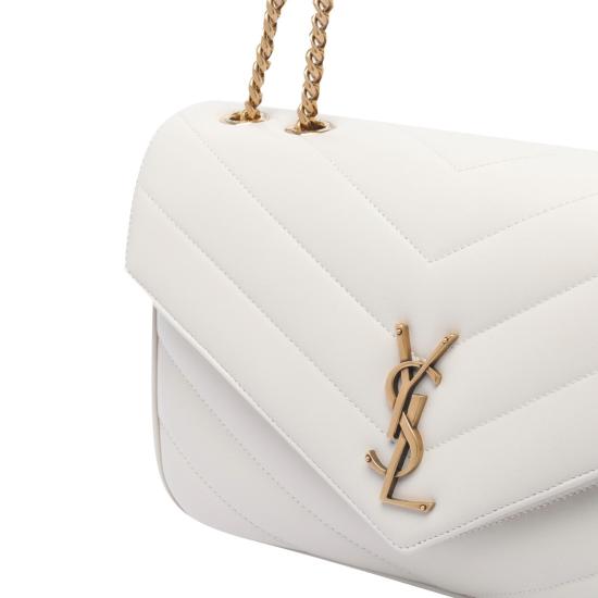 26SS 생로랑 루루 마틀라세 램스킨 미디움 숄더백 801439AAEAX9207 White - SAINT LAURENT