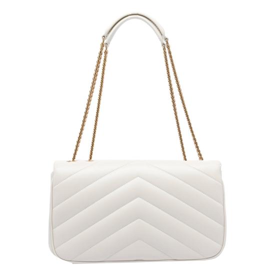 26SS 생로랑 루루 마틀라세 램스킨 미디움 숄더백 801439AAEAX9207 White - SAINT LAURENT