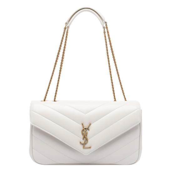 26SS 생로랑 루루 마틀라세 램스킨 미디움 숄더백 801439AAEAX9207 White