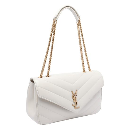 26SS 생로랑 루루 마틀라세 램스킨 미디움 숄더백 801439AAEAX9207 White - SAINT LAURENT