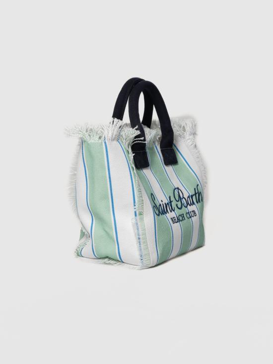 26SS 세인트바쓰 토트백 Canvas a Righe Verde/Bianco 소재의 보르사 콜레트 - MC2 SAINT BARTH
