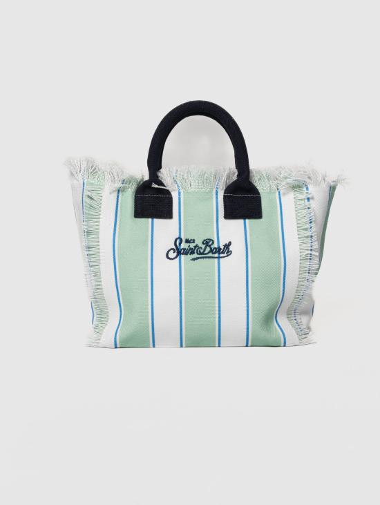 26SS 세인트바쓰 토트백 Canvas a Righe Verde/Bianco 소재의 보르사 콜레트 - MC2 SAINT BARTH