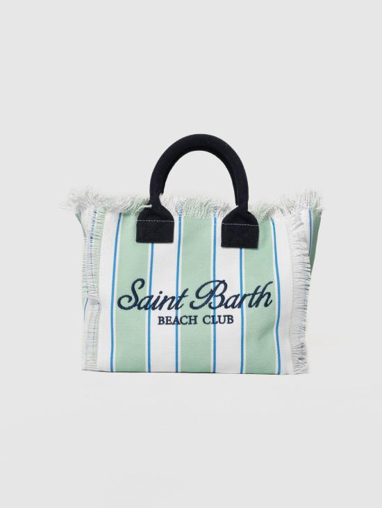26SS 세인트바쓰 토트백 Canvas a Righe Verde/Bianco 소재의 보르사 콜레트