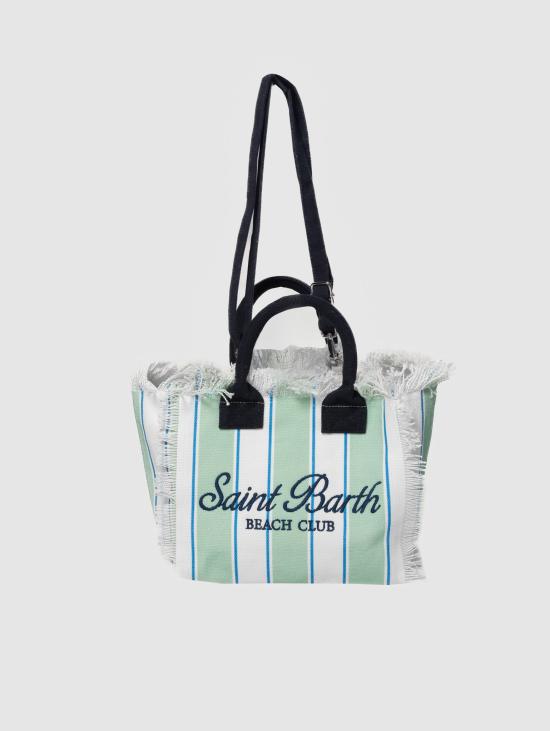 26SS 세인트바쓰 토트백 Canvas a Righe Verde/Bianco 소재의 보르사 콜레트 - MC2 SAINT BARTH