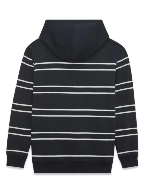  생로랑 로고 자수 스트라이프 후드 759979 Y37IZ Black - SAINT LAURENT