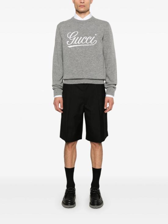  구찌 웹 울 블렌드 트윌 쇼츠 787249 ZAMII Black - GUCCI