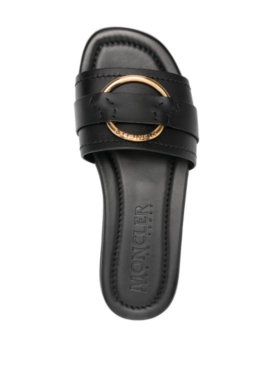  몽클레어 벨 카프 레더 로고 링 샌들 4C00160 M4097 Black - MONCLER
