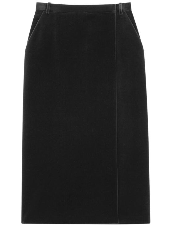 25FW 생로랑 미디 스커트 826769 Y580T Black