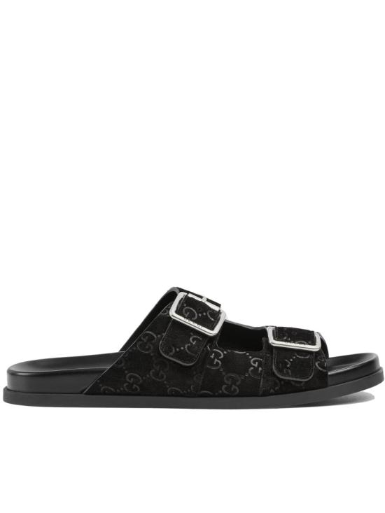  구찌 GG 스웨이드 슬라이드 샌들 816380 AADUO Black