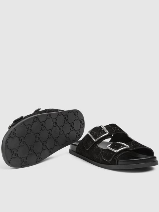  구찌 GG 스웨이드 슬라이드 샌들 816380 AADUO Black - GUCCI
