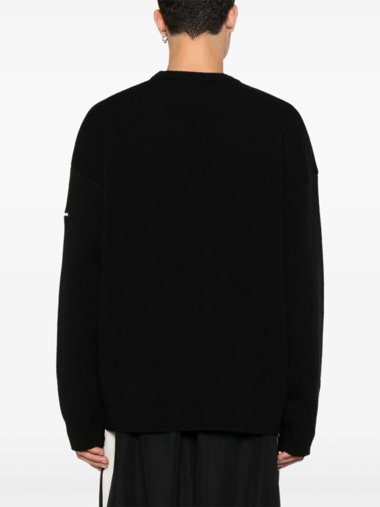  발렌시아가 로고 패치 니트 764454 T1675 Black - BALENCIAGA