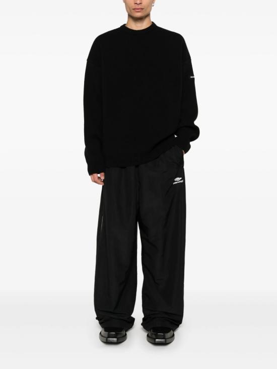  발렌시아가 로고 패치 니트 764454 T1675 Black - BALENCIAGA